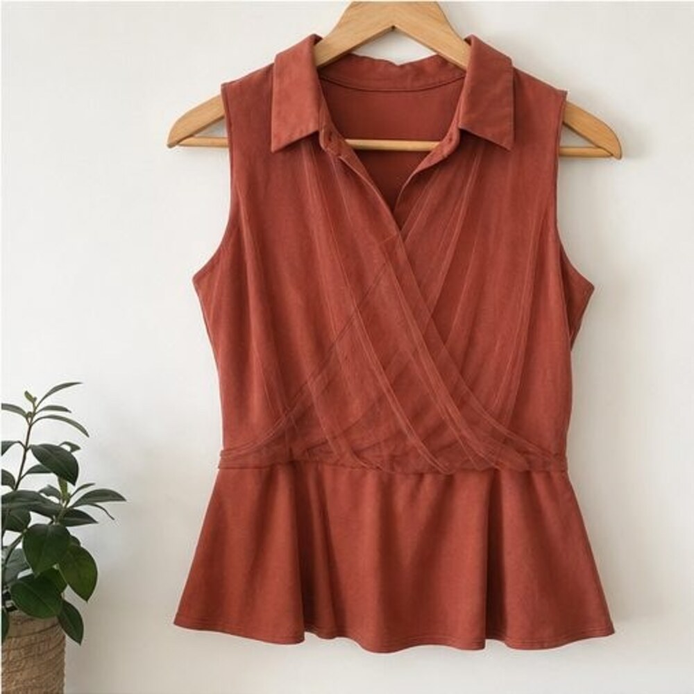Rust Lace Trim Top